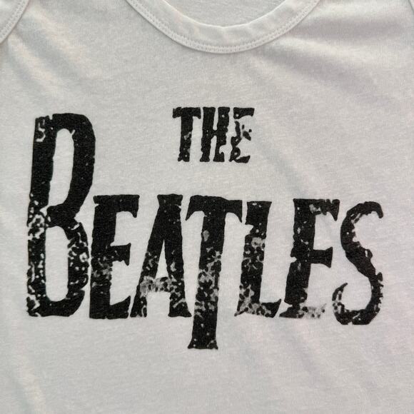 The Beatles Logo Tank Top Women's Small White Black - Picture 3 of 6